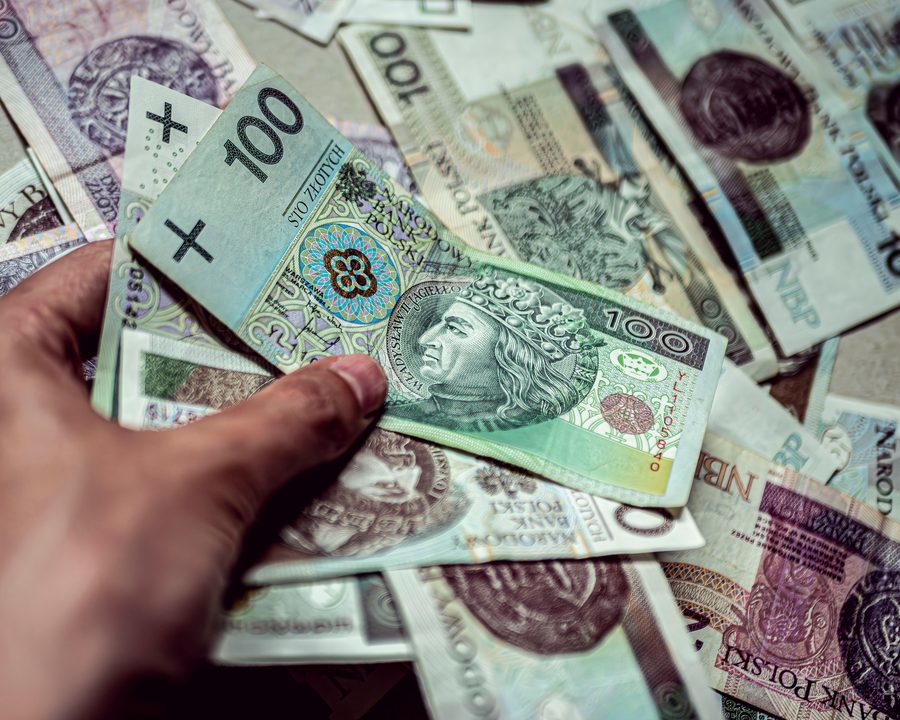 Plik banknotów w dłoni - wypłata środków z pożyczki